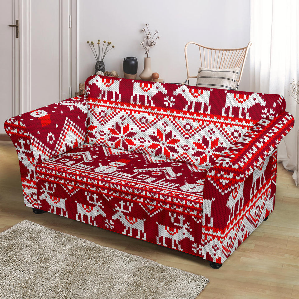 Snowman Sweater Printed Pattern Loveseat Couch Slipcover