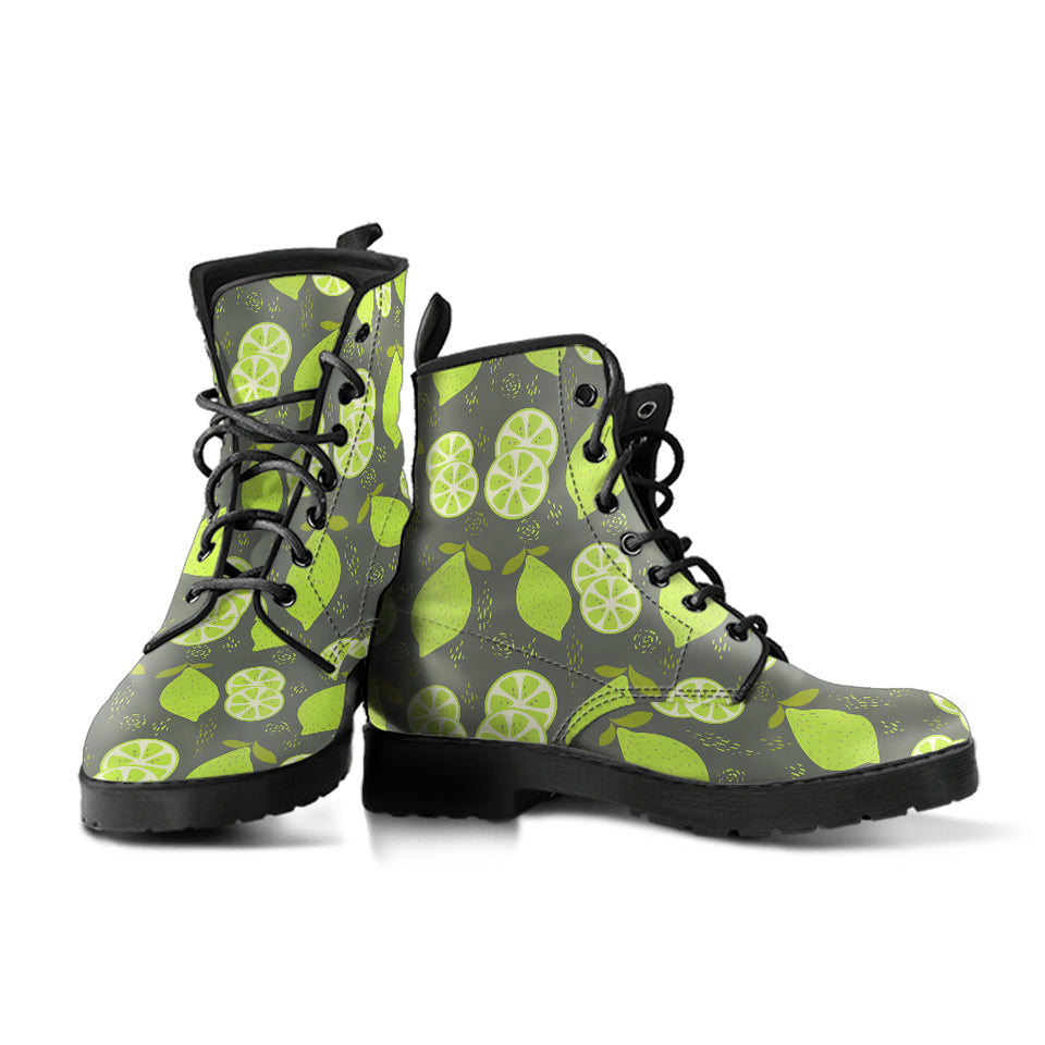 Lime Pattern Theme Leather Boots