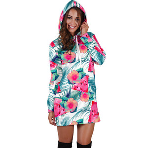 Watermelon Flower Pattern Women Hoodie Dress