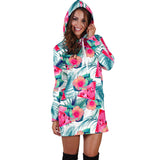 Watermelon Flower Pattern Women Hoodie Dress