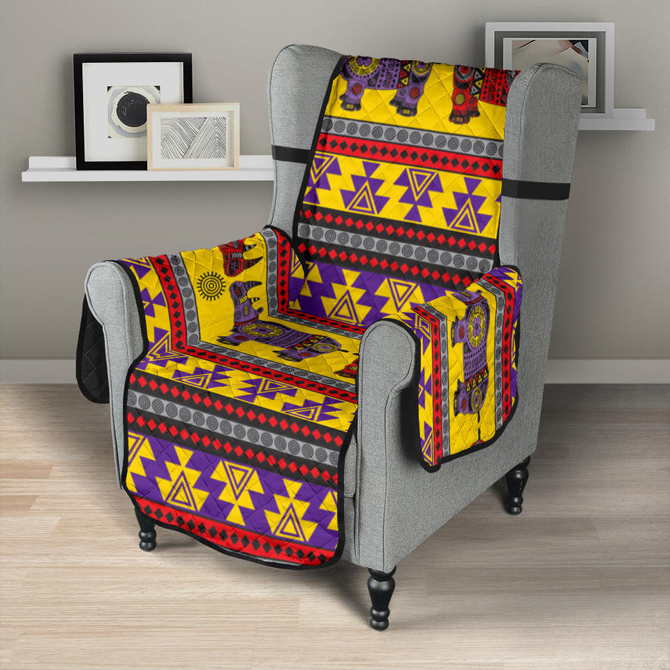 Rhino African Afro Dashiki Adinkra Kente Ethnic Motifs Chair Cover Protector