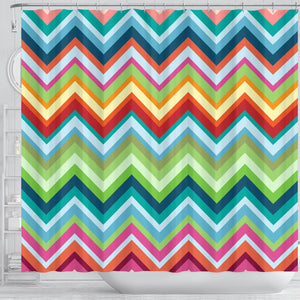 Rainbow Zigzag Chavron Pattern Shower Curtain Fulfilled In US