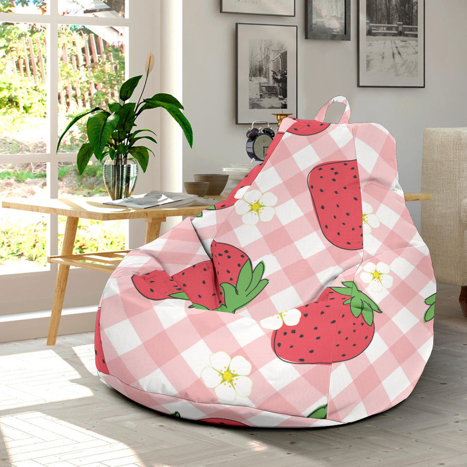 Strawberry Pattern Stripe Background Bean Bag Cover