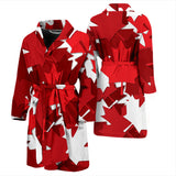 Canadian Maple Leaves Pattern Men Bathrobe