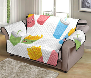 Colorful French Fries Pattern Loveseat Couch Cover Protector