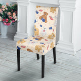 Teddy Bear Pattern Print Design 01 Dining Chair Slipcover