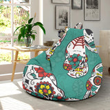 Suger Skull Pattern Green Background Bean Bag Cover