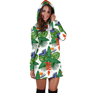 Heliconia Butterfly Leaves Pattern Women Hoodie Dress