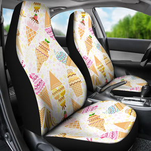 Ice Cream Cone Pattern Background Universal Fit Car Seat Covers