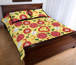 Pizza Tomato Salami Texture Pattern Quilt Bed Set