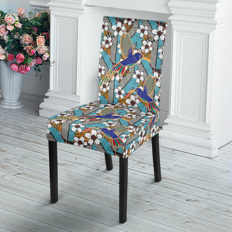 Hummingbird Pattern Print Design 02 Dining Chair Slipcover