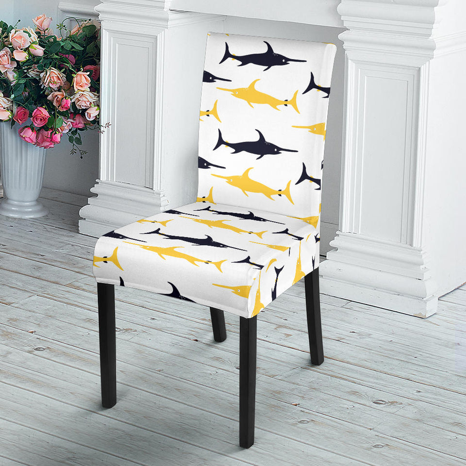 Swordfish Pattern Print Design 05 Dining Chair Slipcover
