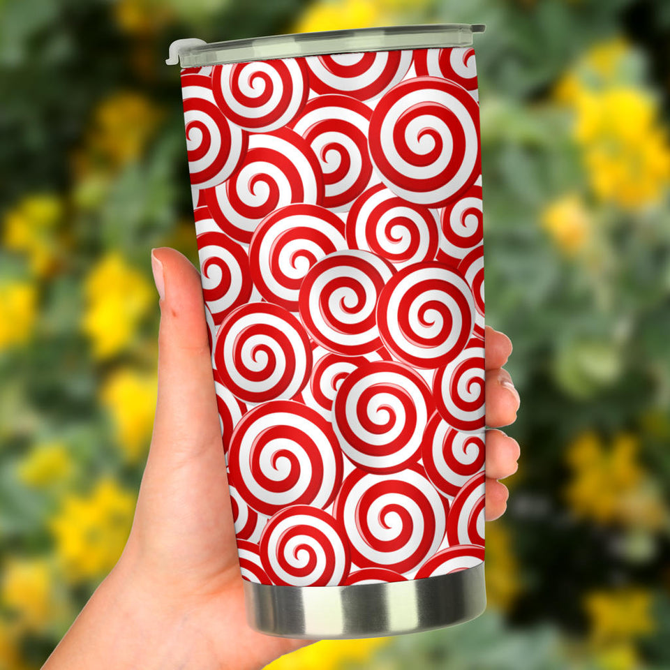 Red and White Candy Spiral Lollipops Pattern Tumbler