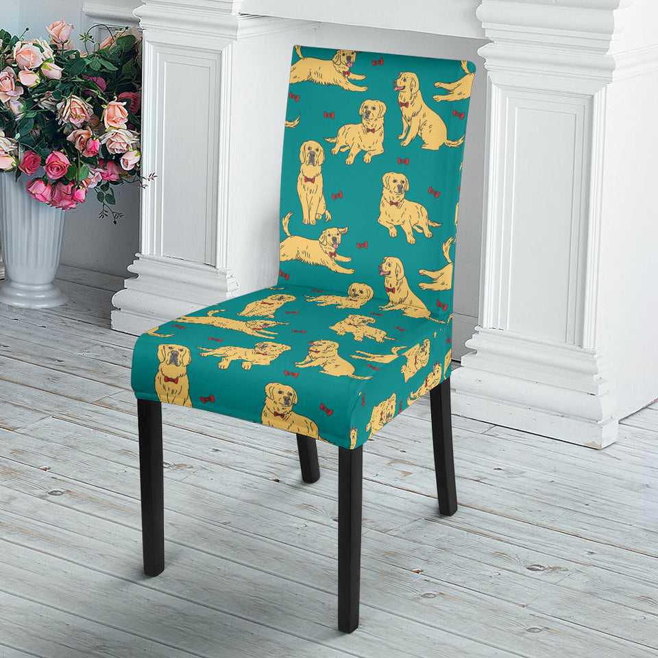 Golden Retriever Pattern Print Design 05 Dining Chair Slipcover