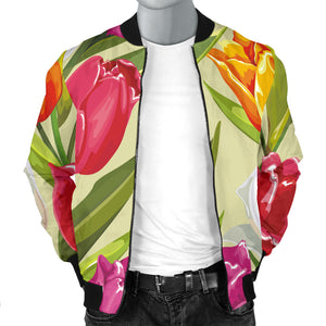 Colorful Tulip Pattern Men Bomber Jacket