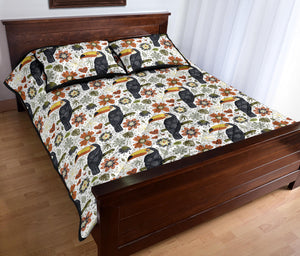 Toucan Flower Pattern Quilt Bed Set