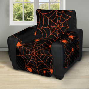 Orange Cobweb Spider Web Pattern Recliner Cover Protector