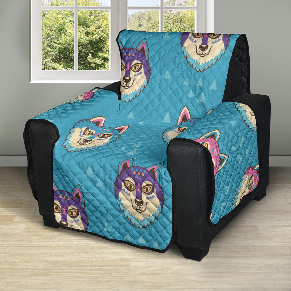 Siberian Husky Head Pattern Recliner Cover Protector