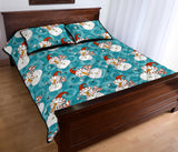 Snowman Chirstmas Pattern Quilt Bed Set