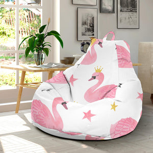 Pink Swan Pattern Bean Bag Cover