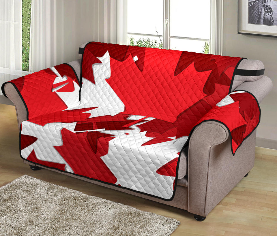 Canadian Maple Leaves Pattern Loveseat Couch Cover Protector