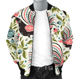 Rooster Chicken Leaves Pattern Men Bomber Jacket