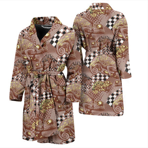 Chameleon Lizard Pattern Men Bathrobe