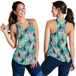 Toucan Pattern Background Women Racerback Tank Top