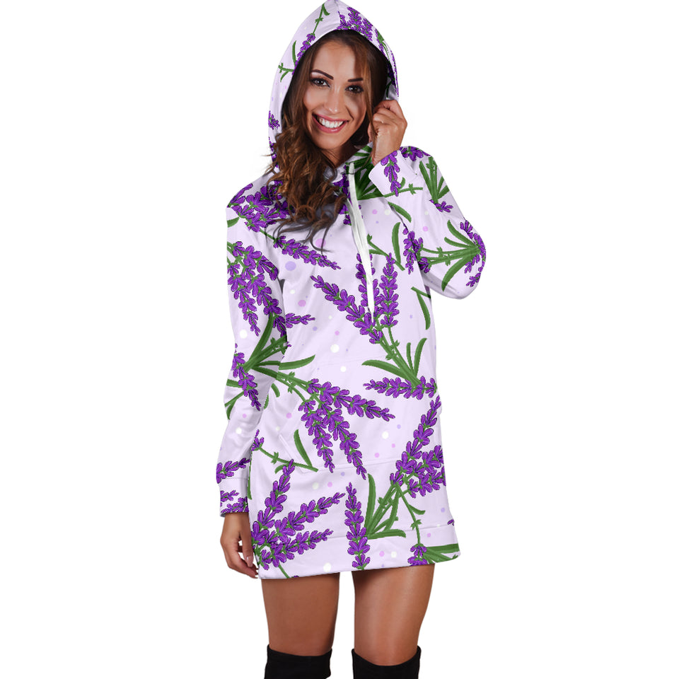 Lavender Pattern Women Hoodie Dress