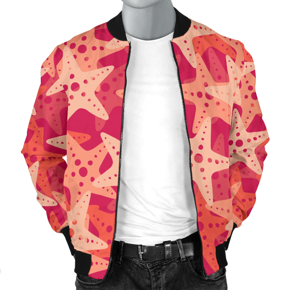 Starfish Red Theme Pattern Men Bomber Jacket