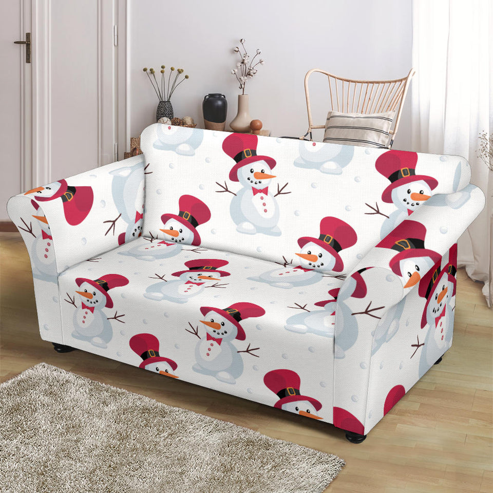 Cute Snowman Pattern Loveseat Couch Slipcover