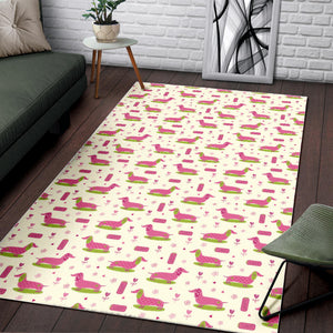 Pink Dachshund Pattern Area Rug