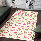 Pink Dachshund Pattern Area Rug