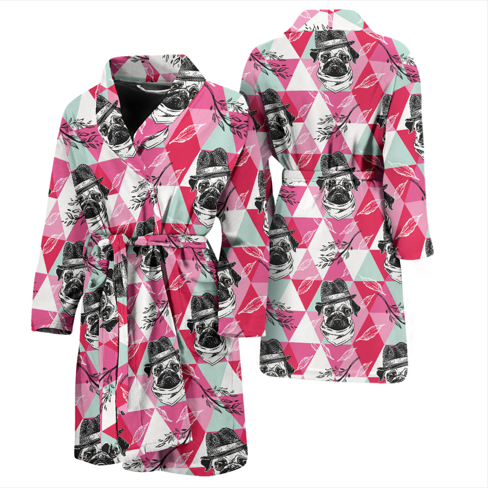 Pug Pattern Men Bathrobe