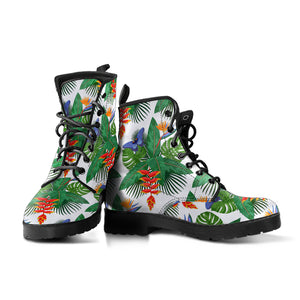 Heliconia Butterfly Leaves Pattern Leather Boots