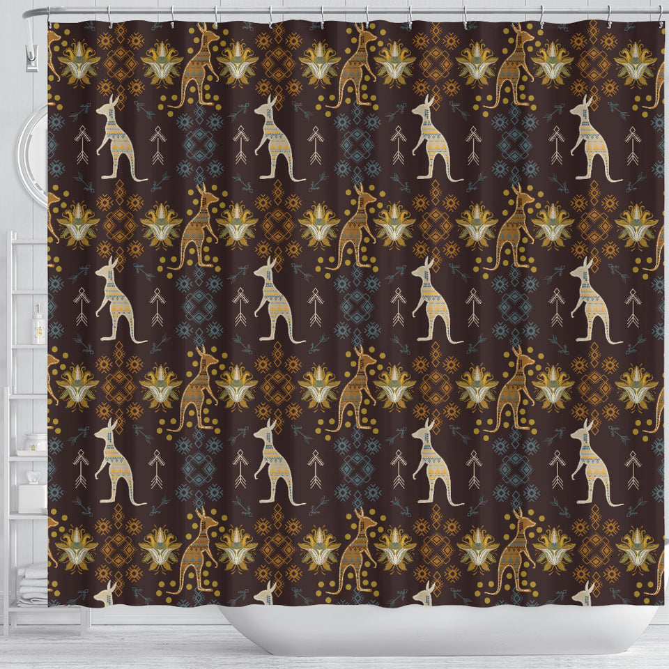Kangaroo Aboriginal Theme Pattern  Shower Curtain Fulfilled In US
