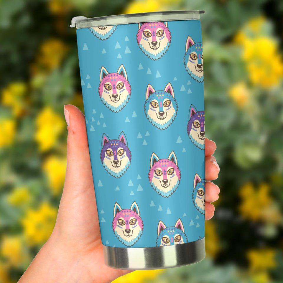 Siberian Husky Head Pattern Tumbler