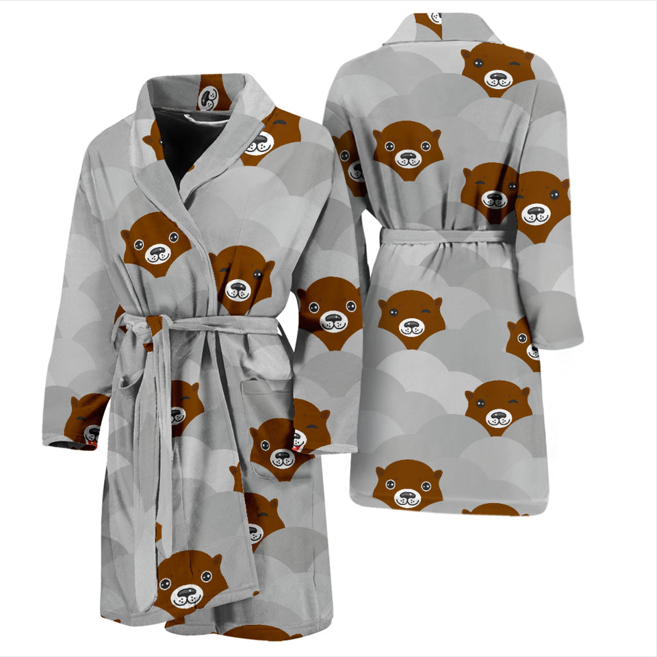 Cute Otter Pattern Men Bathrobe