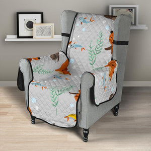 Swimming Fish Otter Pattern Chair Cover Protector