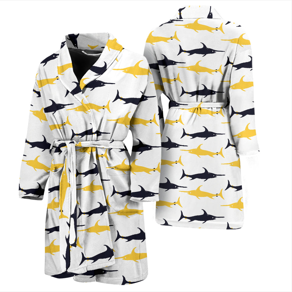 Swordfish Pattern Print Design 05 Men Bathrobe