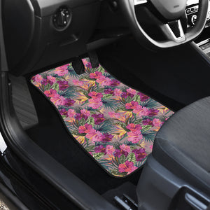 Hibiscus Pattern Print Design 03 Front and Back Car Mats