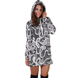 Snake Gray Pattern Women Hoodie Dress