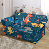 Dinosaur Music Skating Pattern Loveseat Couch Slipcover