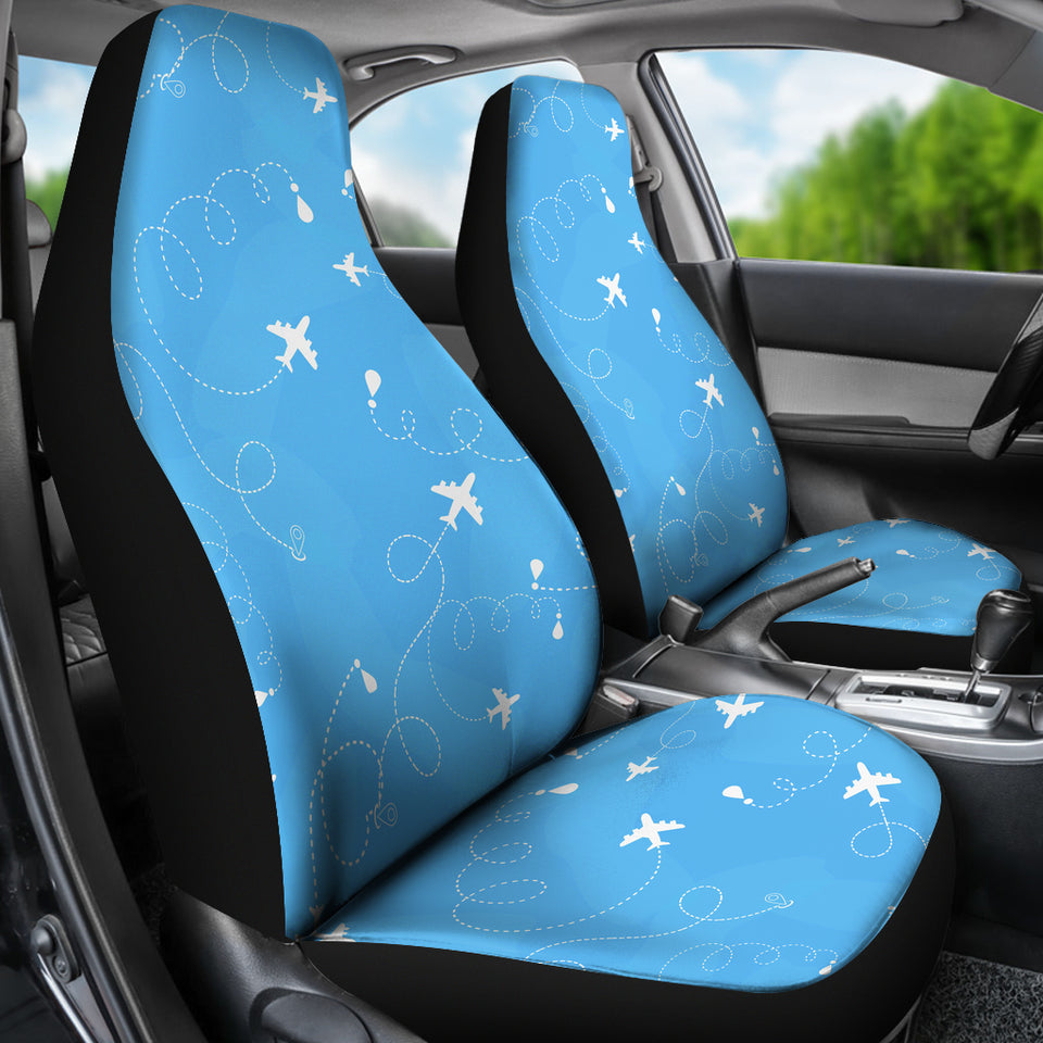 Airplane Pattern Blue Background Universal Fit Car Seat Covers