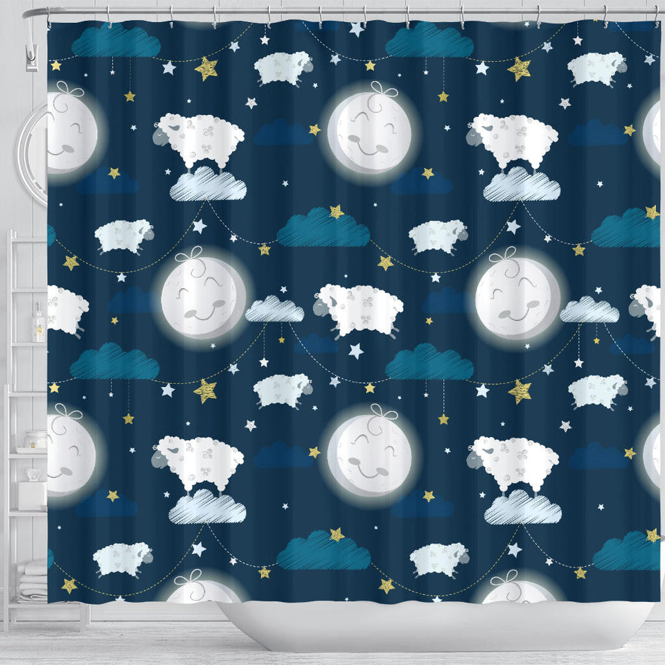 Sheep Playing Could Moon Pattern  Shower Curtain Fulfilled In US