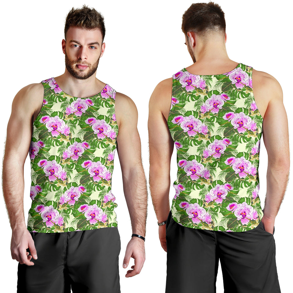 Orchid Leaves Pattern Men Tank Top