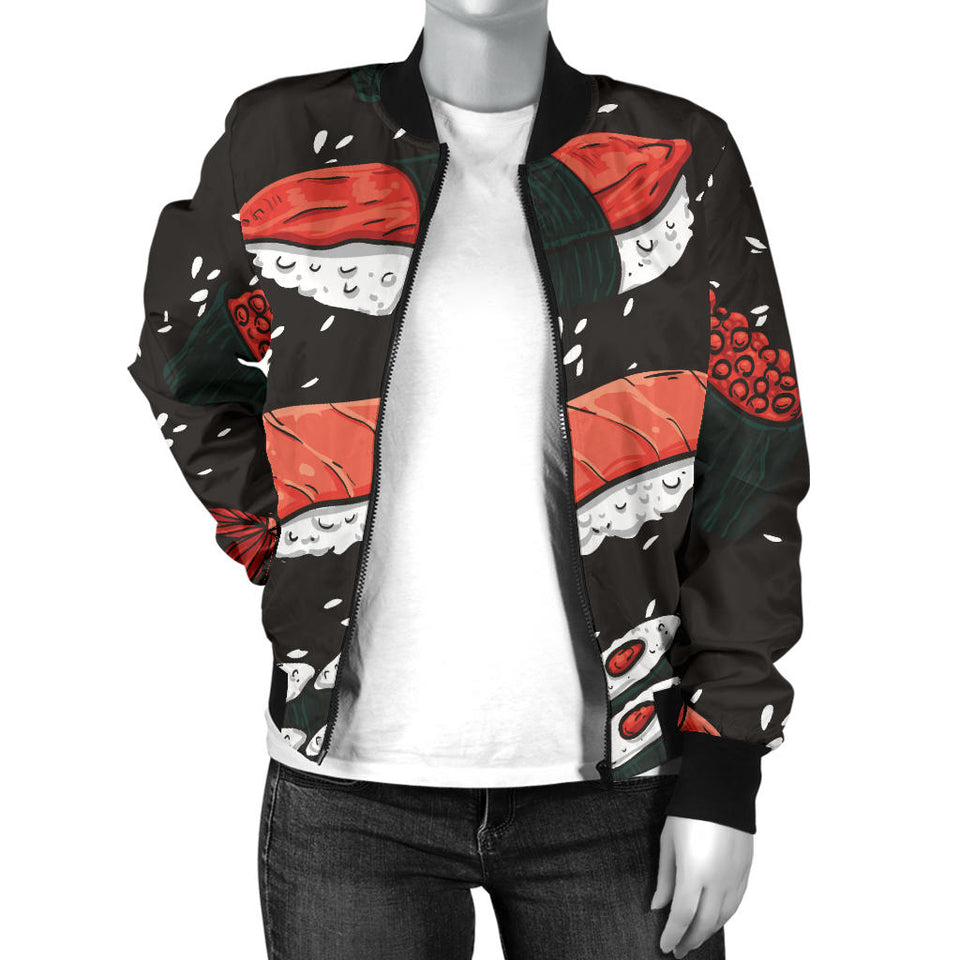 Sushi Theme Pattern Women Bomber Jacket