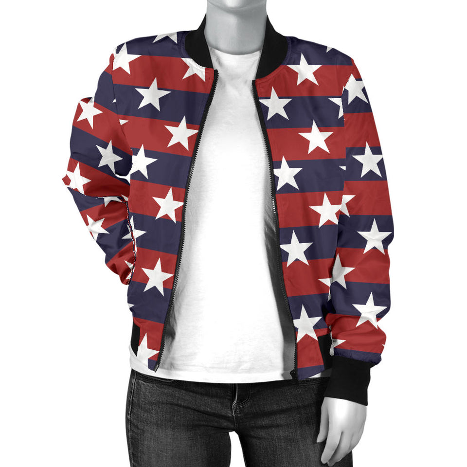 USA Star Pattern Background Women Bomber Jacket