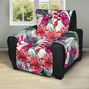 Pink Parrot Heliconia Pattern Recliner Cover Protector