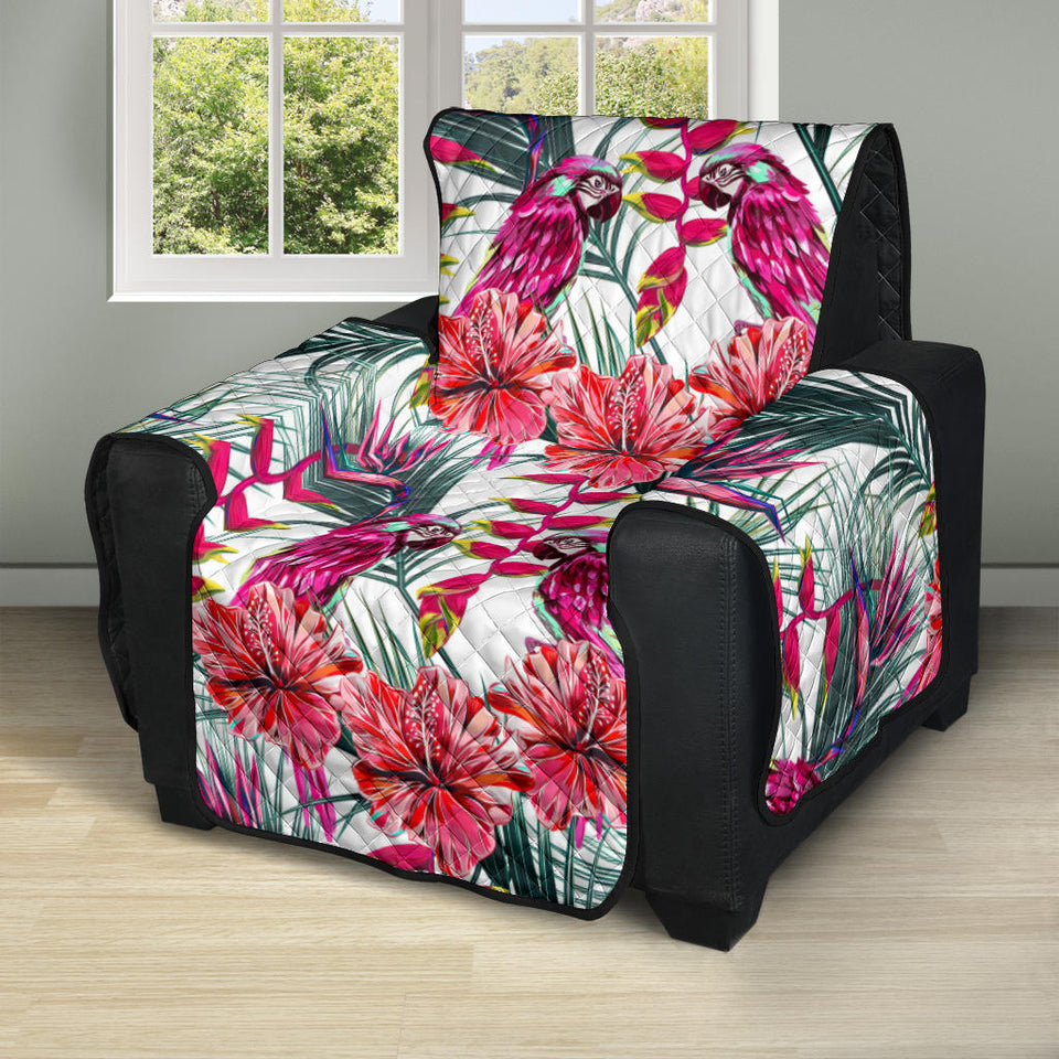 Pink Parrot Heliconia Pattern Recliner Cover Protector